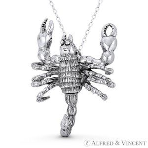 Scorpio the Scorpion Zodiac Sign Charm Pendant in Oxidized .925 Sterling Silver